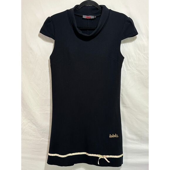 Lolola Other - Lolola Girls Stretch Knit Sheath Dress Size L Mock Neck Cap Sleeve Ribbon Accent